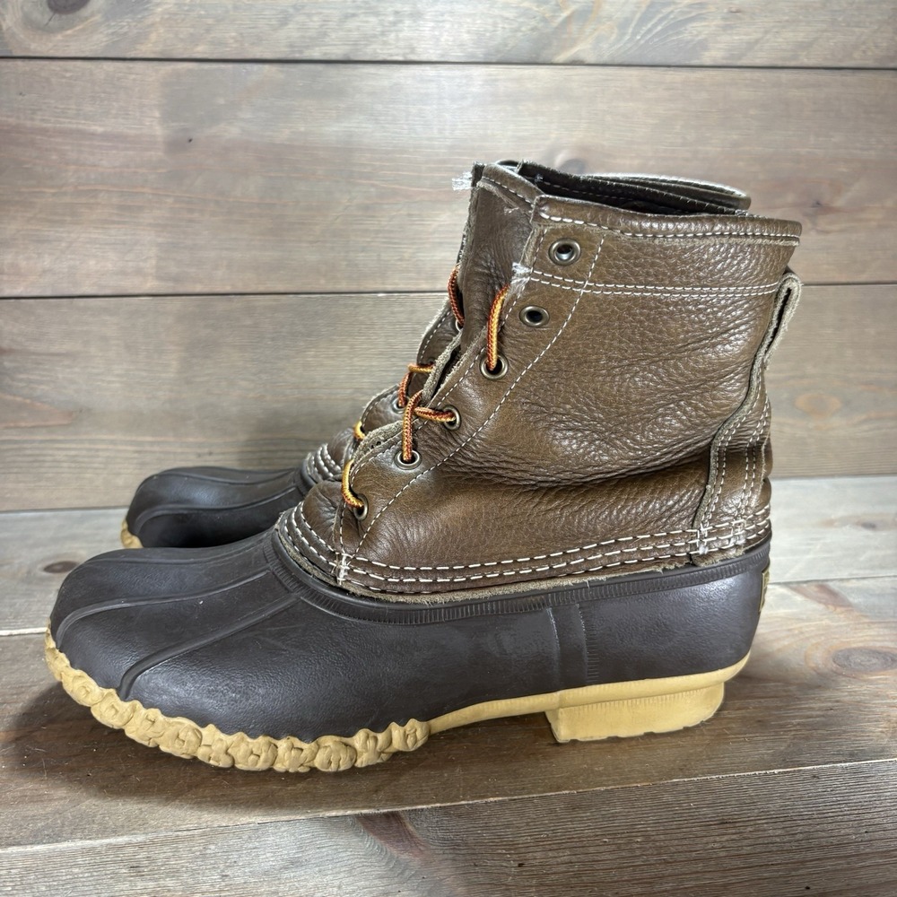 ll bean duck boots womens size 9 shoes brown leather waterproof hunting